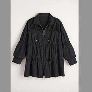 Parsley and Sage Black Zip-Up Tiered Lagenlook Jacket Size XL Women's